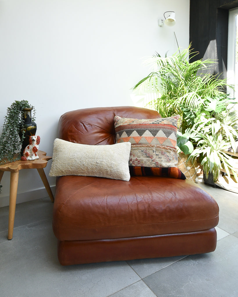 Mid Century Italian Leather Modular Lounge Sofa Chair