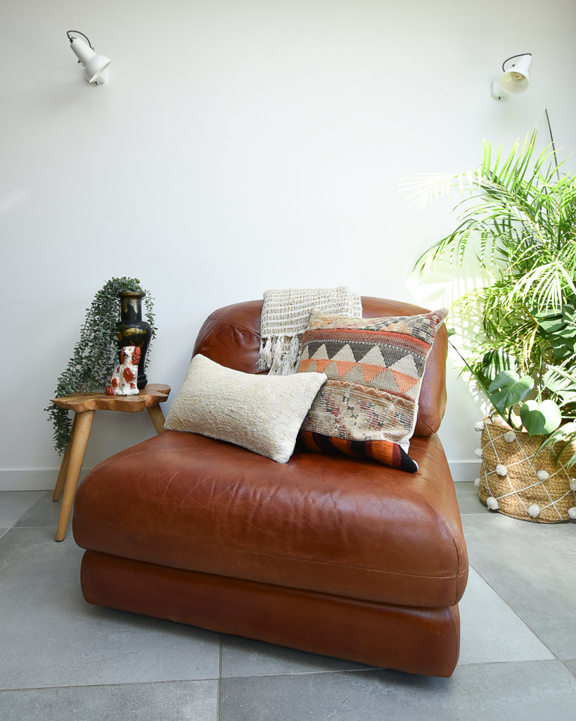 Mid Century Italian Leather Modular Lounge Sofa Chair