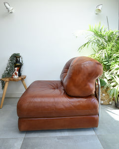 Mid Century Italian Leather Modular Lounge Sofa Chair