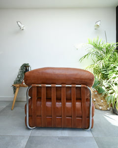 Mid Century Italian Leather Modular Lounge Sofa Chair