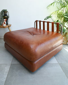 Mid Century Italian Leather Modular Lounge Sofa Chair