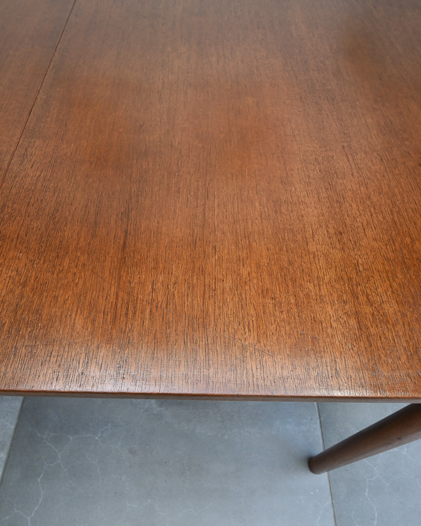 Mid Century Teak Extending Ten-Seater Dining Table and Six Chairs