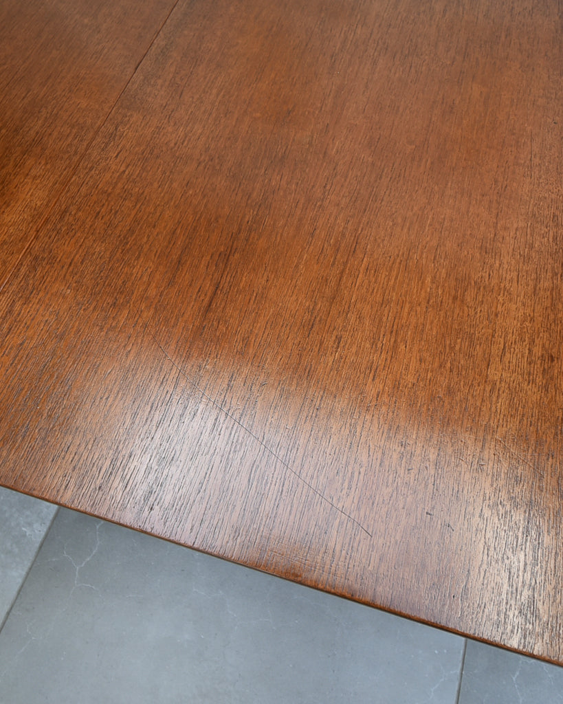 Mid Century Teak Extending Ten-Seater Dining Table and Six Chairs