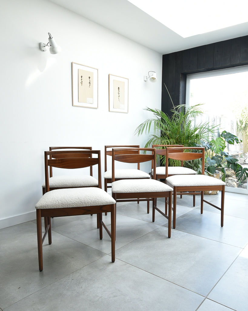 Mid Century Teak Extending Ten-Seater Dining Table and Six Chairs