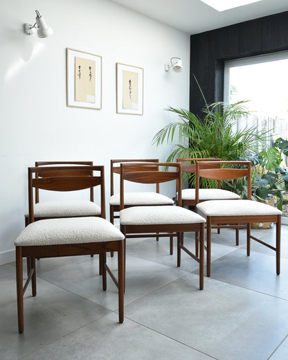 Mid Century Teak Extending Ten-Seater Dining Table and Six Chairs