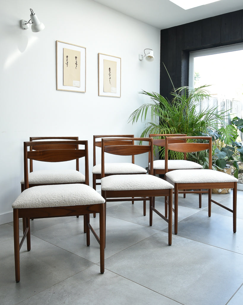 Mid Century Teak Extending Ten-Seater Dining Table and Six Chairs