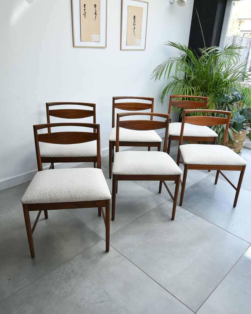 Mid Century Teak Extending Ten-Seater Dining Table and Six Chairs