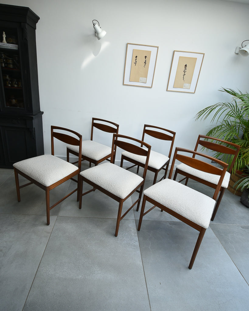 Mid Century Teak Extending Ten-Seater Dining Table and Six Chairs