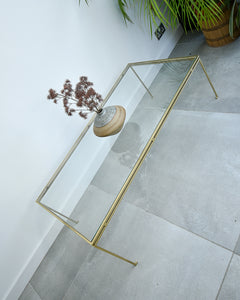 Mid Century Glass & Brass Painted Iron Coffee Table Maison Ramsay Style