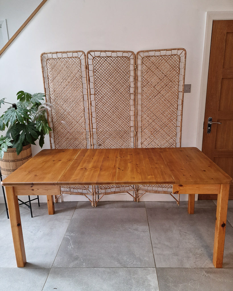 Mid Century Brutalist Pine Extending Dining Table and Four Chairs