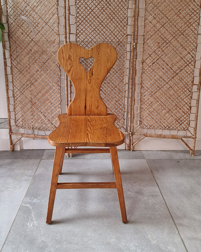 Mid Century Brutalist Pine Extending Dining Table and Four Chairs