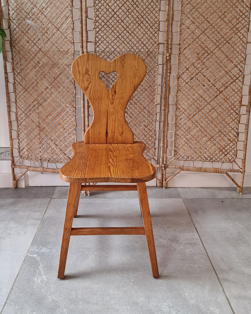 Mid Century Brutalist Pine Extending Dining Table and Four Chairs