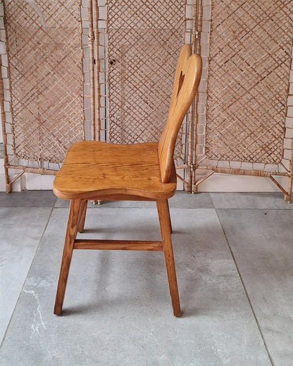 Mid Century Brutalist Pine Extending Dining Table and Four Chairs