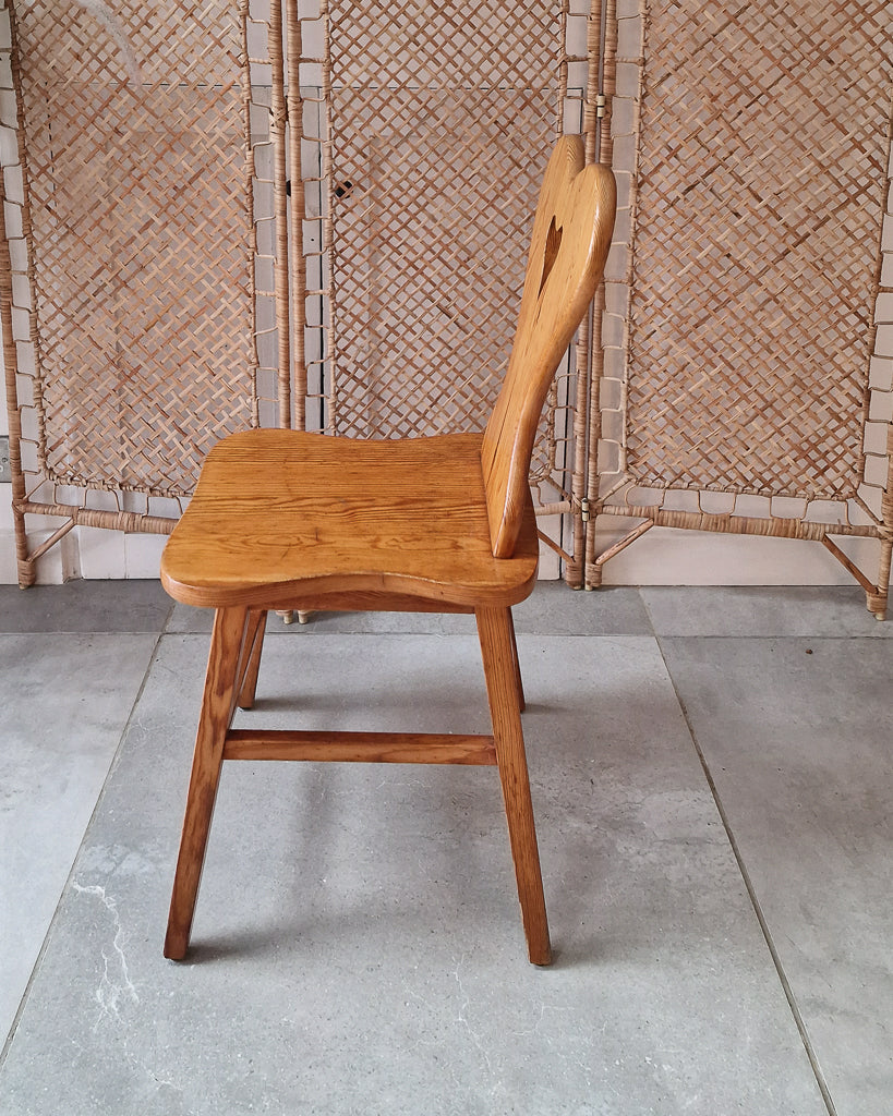 Mid Century Brutalist Pine Extending Dining Table and Four Chairs
