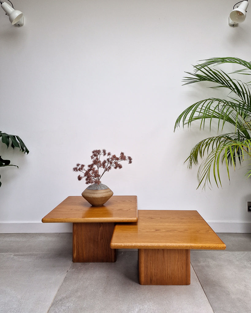 Mid Century Danish Plinth Coffee Table Set (x2)