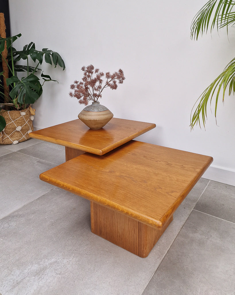 Mid Century Danish Plinth Coffee Table Set (x2)