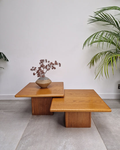 Mid Century Danish Plinth Coffee Table Set (x2)