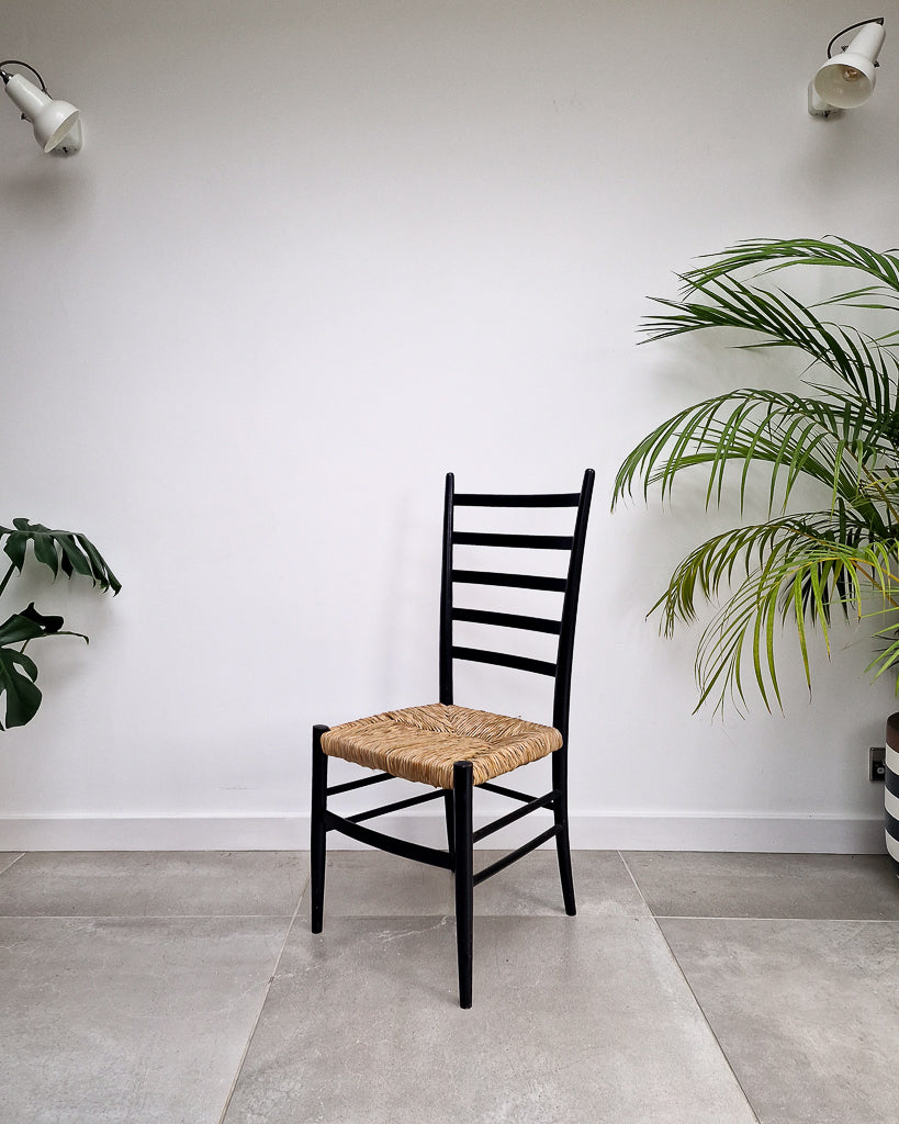 Mid Century Ebonised Ladder Back Dining Chairs