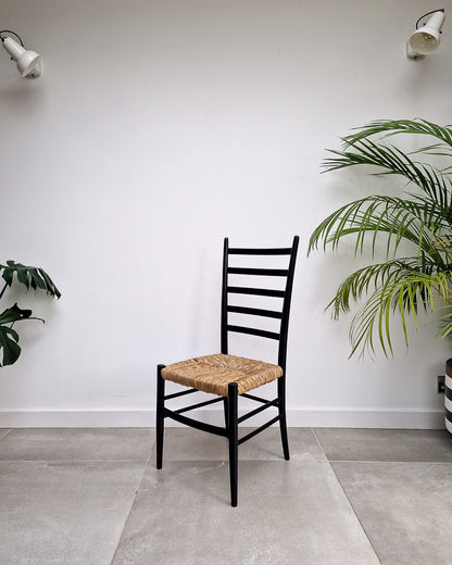 Mid Century Ebonised Ladder Back Dining Chairs