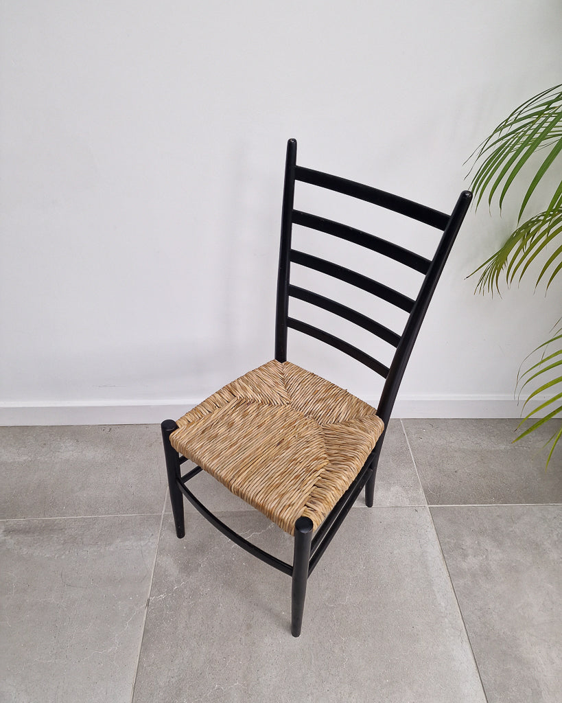 Mid Century Ebonised Ladder Back Dining Chairs