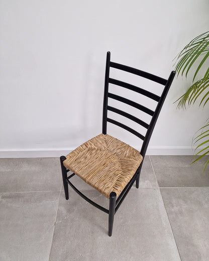 Mid Century Ebonised Ladder Back Dining Chairs