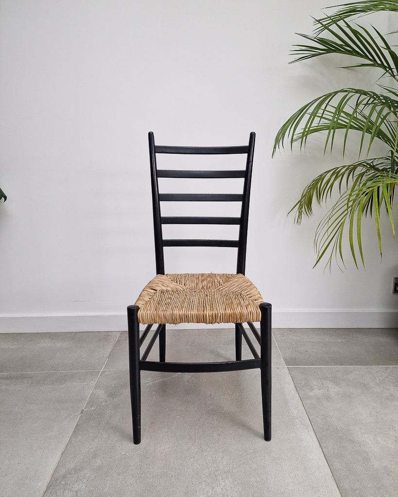 Mid Century Ebonised Ladder Back Dining Chairs