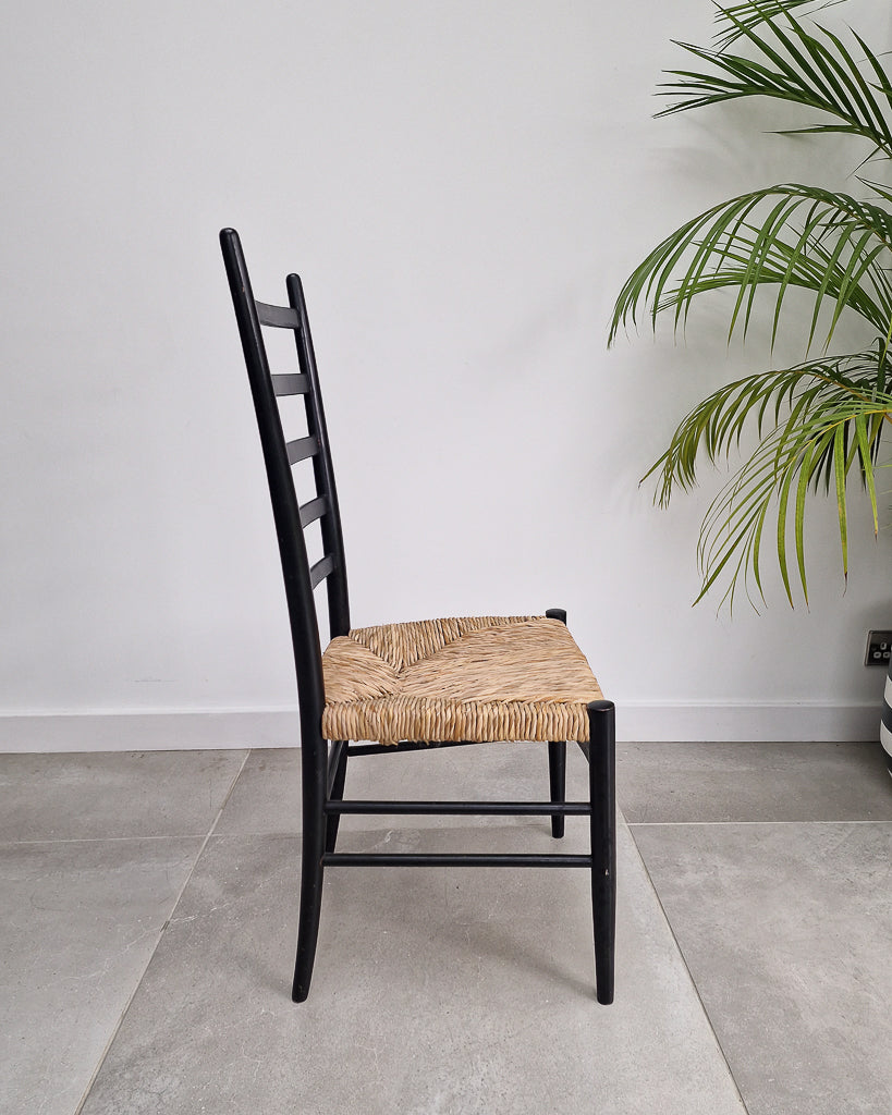 Mid Century Ebonised Ladder Back Dining Chairs