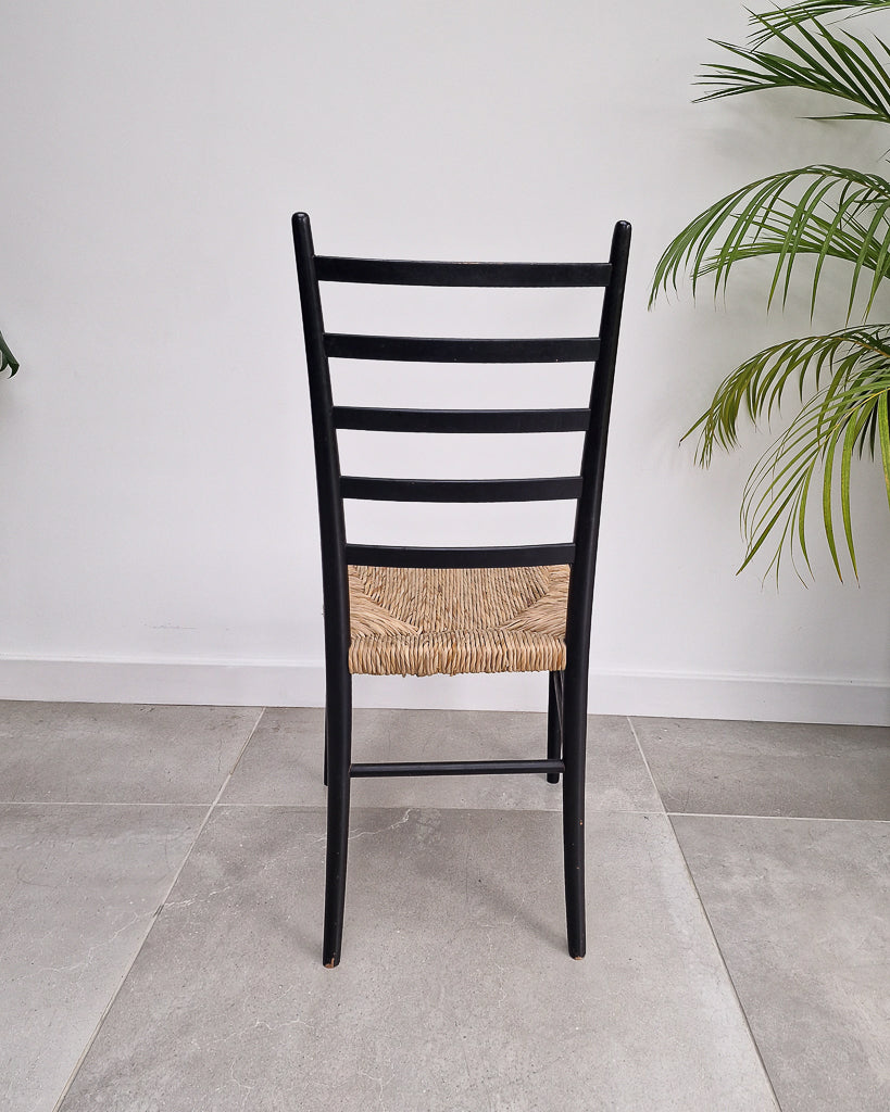 Mid Century Ebonised Ladder Back Dining Chairs