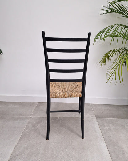 Mid Century Ebonised Ladder Back Dining Chairs