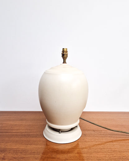 Mid century cream ceramic table lamp with textured shade, converted 1930s speaker lamp professionally wired and tested with minor marks