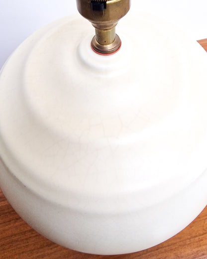Vintage cream table lamp made from 1930s speaker, mid century style lighting professionally rewired and tested with light wear