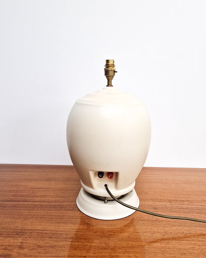 Vintage cream table lamp made from 1930s speaker, mid century style lighting professionally rewired and tested with light wear