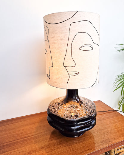 Large German Pottery Fat Lava Table Lamp (inc. Lampshade)