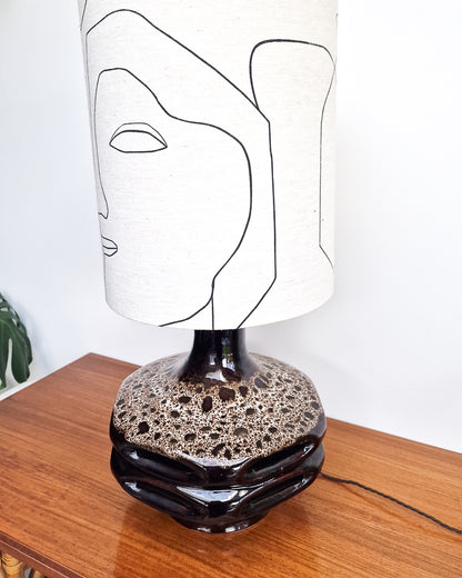 Large German Pottery Fat Lava Table Lamp (inc. Lampshade)