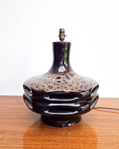 Large German Pottery Fat Lava Table Lamp (inc. Lampshade)