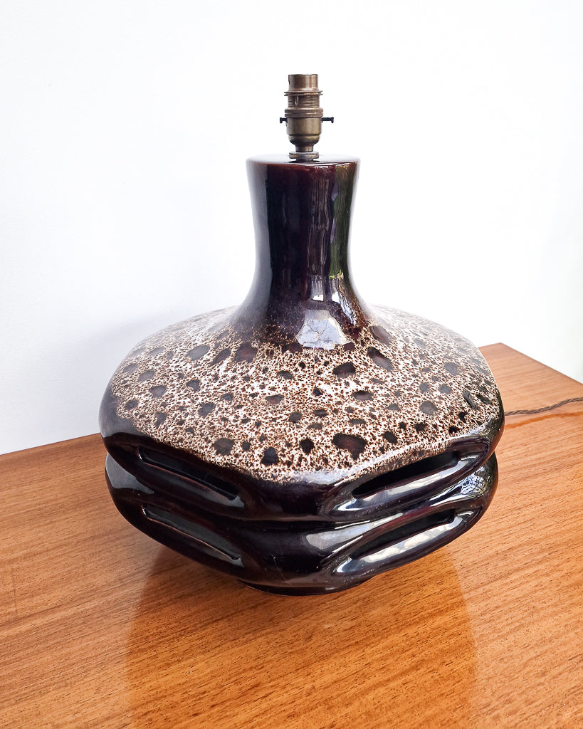 Large German Pottery Fat Lava Table Lamp (inc. Lampshade)