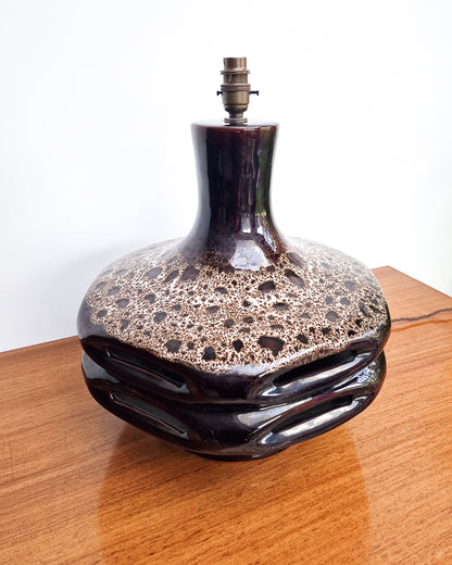 Large German Pottery Fat Lava Table Lamp (inc. Lampshade)
