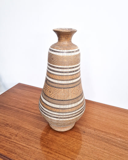 Large Italian ceramic floor vase with textured pattern, vintage mid century statement vase in excellent condition with no chips or cracks