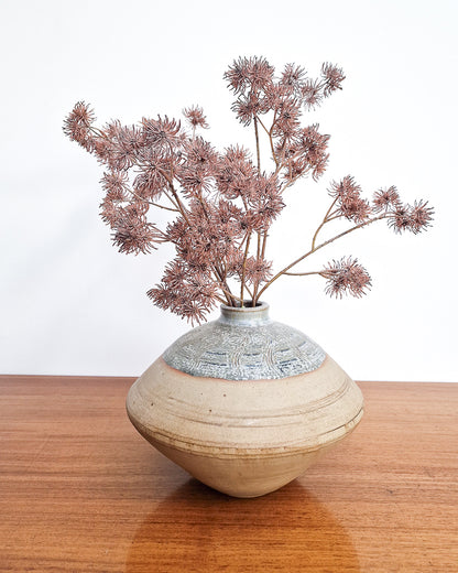 Vintage Burley Pottery studio vase with textured glaze, mid century British stoneware in excellent condition with no chips or cracks