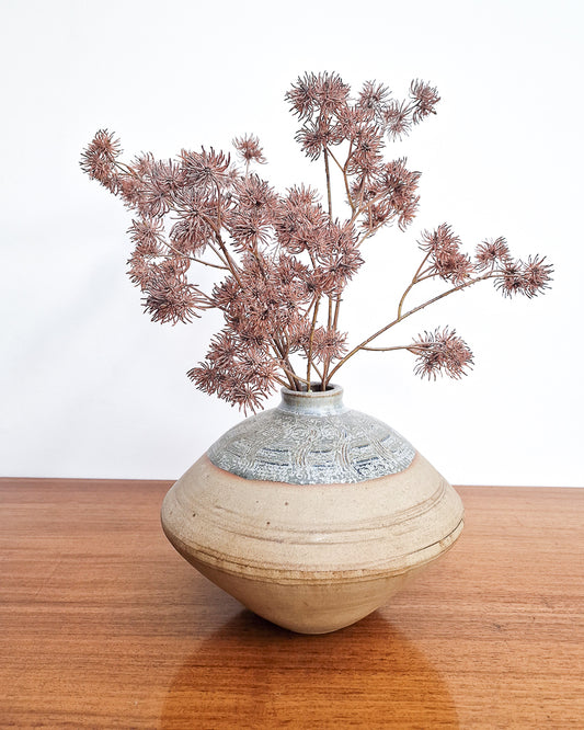 Vintage Burley Pottery studio vase with textured glaze, mid century British stoneware in excellent condition with no chips or cracks