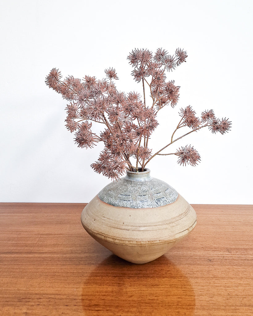 Vintage Burley Pottery studio vase with textured glaze, mid century British stoneware in excellent condition with no chips or cracks