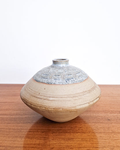 Vintage Burley Pottery studio vase with textured glaze, mid century British stoneware in excellent condition with no chips or cracks