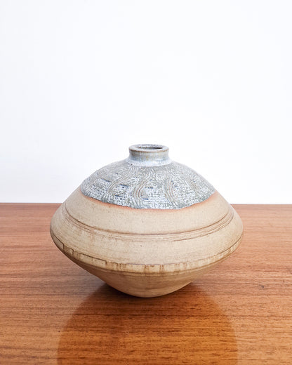 Vintage Burley Pottery studio vase with textured glaze, mid century British stoneware in excellent condition with no chips or cracks