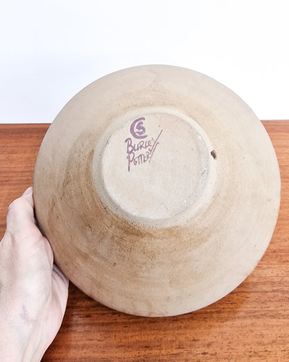 Vintage Burley Pottery studio vase with textured glaze, mid century British stoneware in excellent condition with no chips or cracks