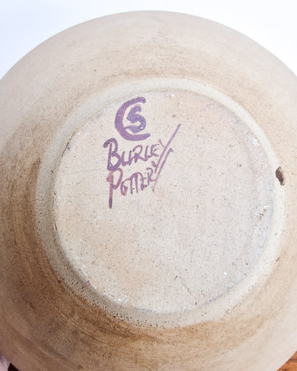 Vintage Burley Pottery studio vase with textured glaze, mid century British stoneware in excellent condition with no chips or cracks