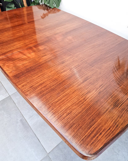 Mid century modern extendable teak dining table, British design with clean lines and minor surface marks