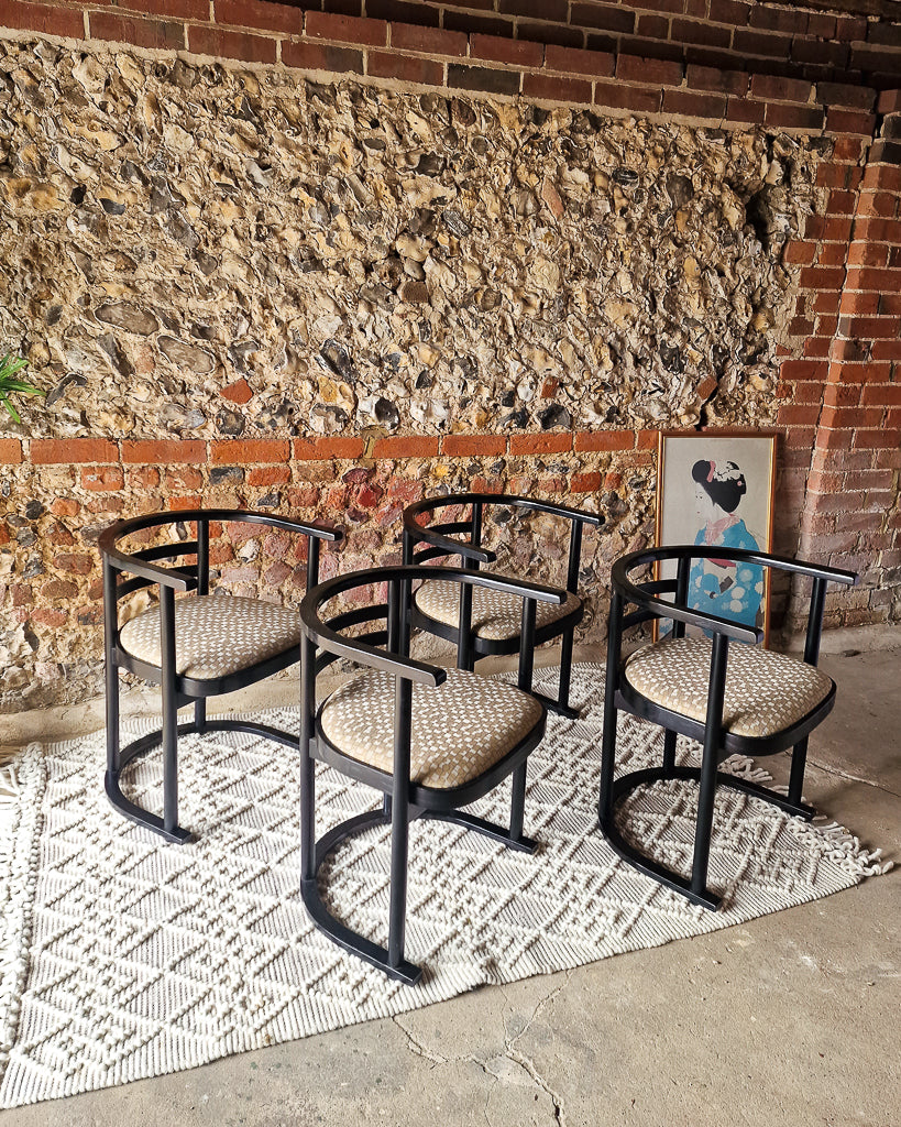 Mid Century Teak Dining Table & Ebonised Chairs (x 4)