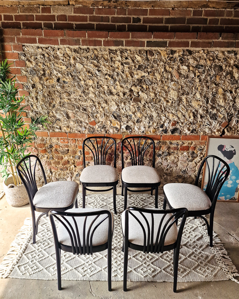 Mid Century Thonet Style Bentwood Ebonised Chairs 