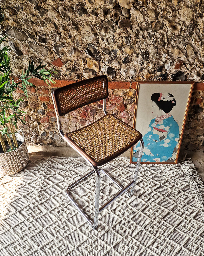 Bauhaus Style Chrome Rattan Bar Stool