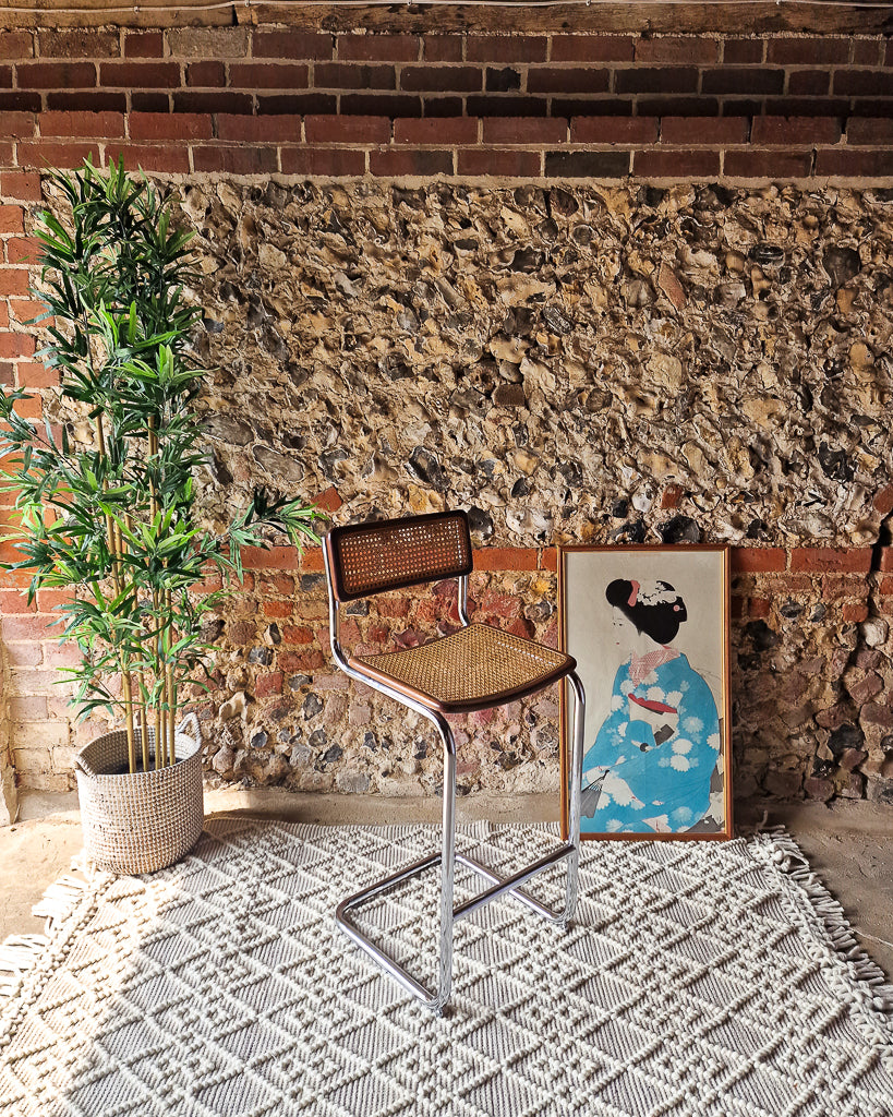 Bauhaus Style Chrome Rattan Bar Stool